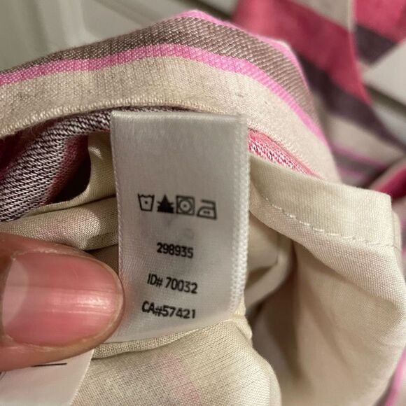 Ann Taylor LOFT Dress Womens 16 Striped Linen Blend Mini Belted Cut Out Back - Picture 7 of 13